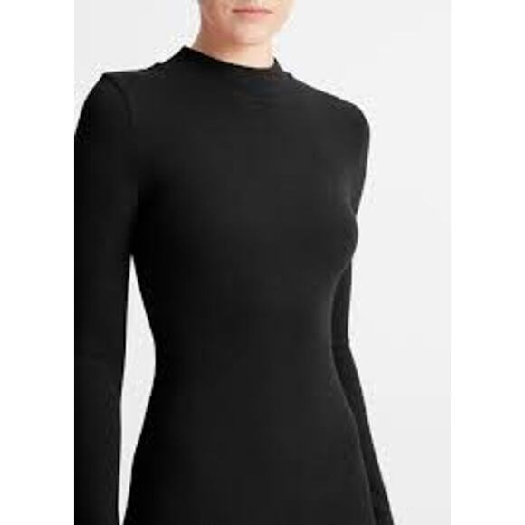 Vince Long Sleeve Mock Neck A Line Sweater Dress Black V878484146-001BLK XS NEW - Picture 2 of 9